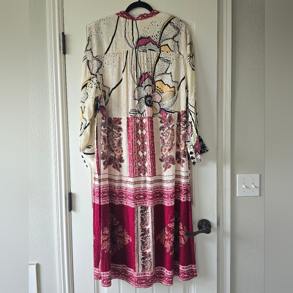 Free People Kimono Boho Maxi Top Beach Cover Up Oversized S Resort Floral Dress - Picture 8 of 16
